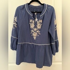 CUPIO L Pullover Puff-Sleeve Tunic Top